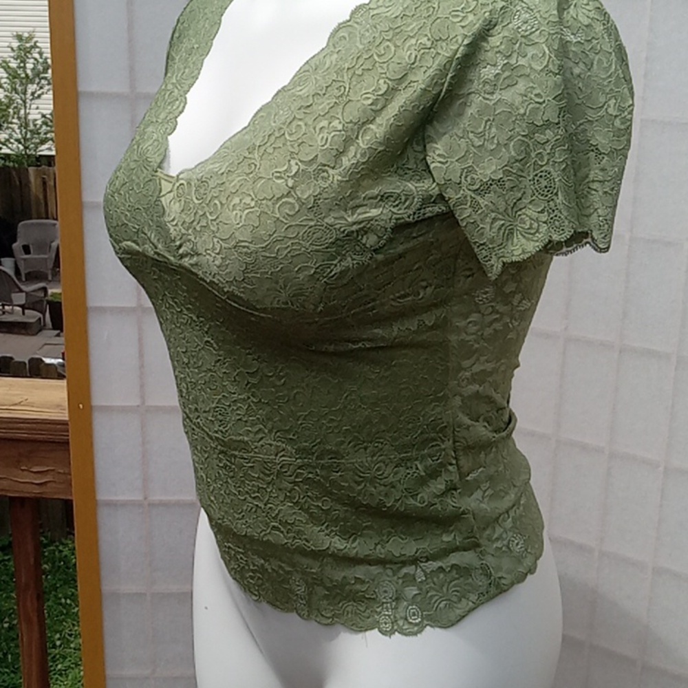 Green lace blouse